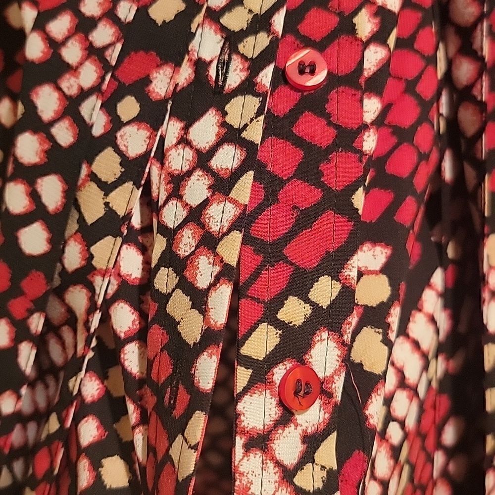 Calvin Klien geometric tie neck sleeveless blouse sz med - Picture 8 of 8